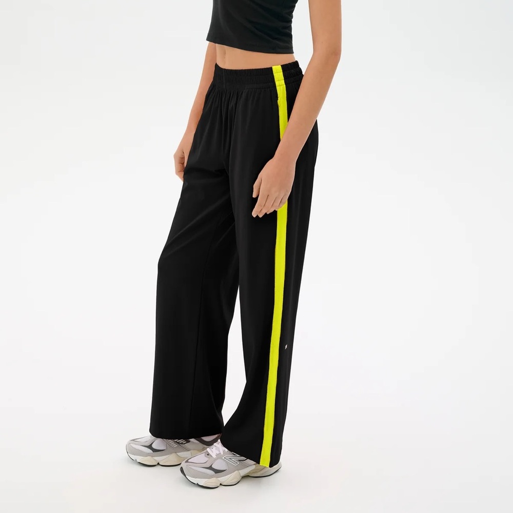 Splits59 Black Pants with Neon Yellow Stripe